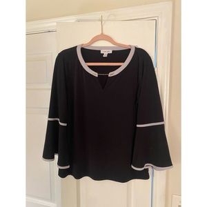 Calvin Klein Bell Sleeve Top with Gold Hardware, Size Medium